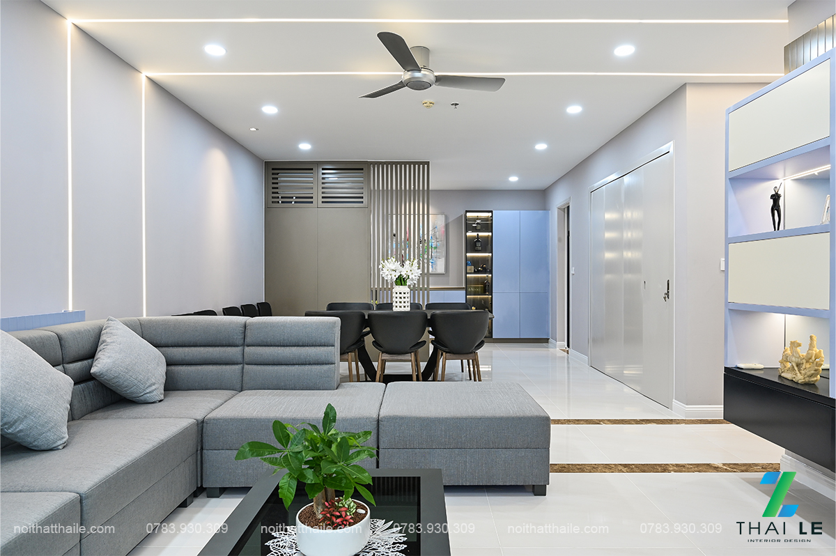 Thi công nội thất phòng khách căn hộ Hà Đô Centrosa - Block O1